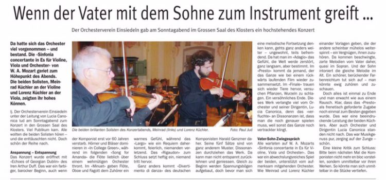 Zeitungsbericht zum Konzert vom 14. Januar 2018