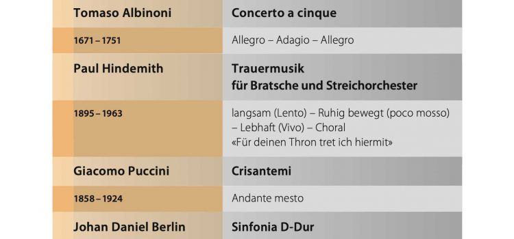 Programm für das Herbstkonzert am 17. Nov. 2019 im Grossen Saal des Klosters Einsiedeln